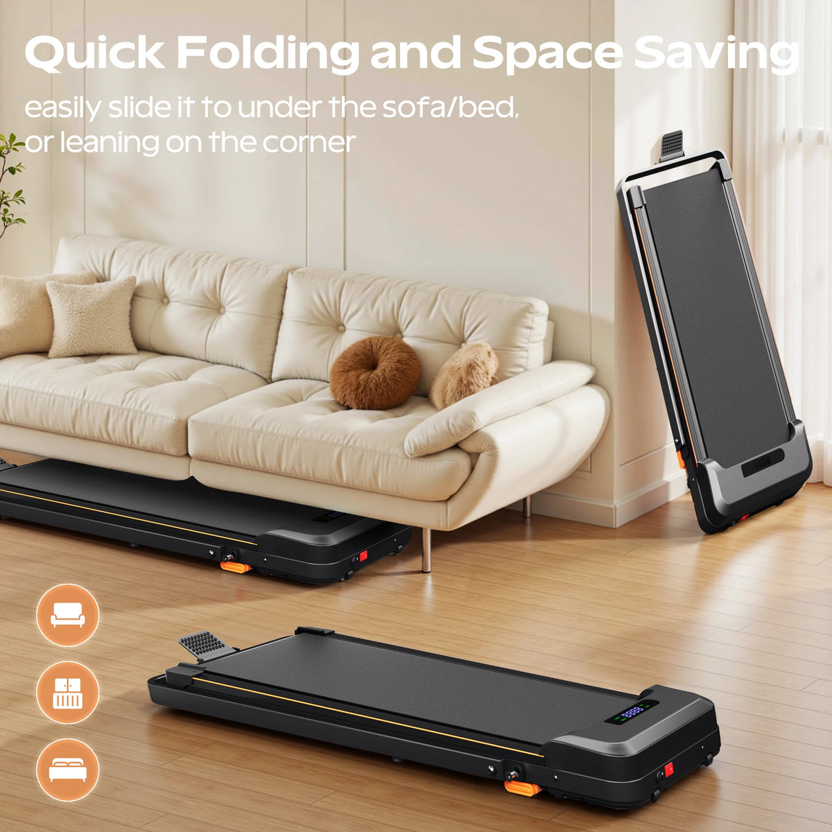 AIRHOT Folding Incline Treadmill With Handrail And LED Display