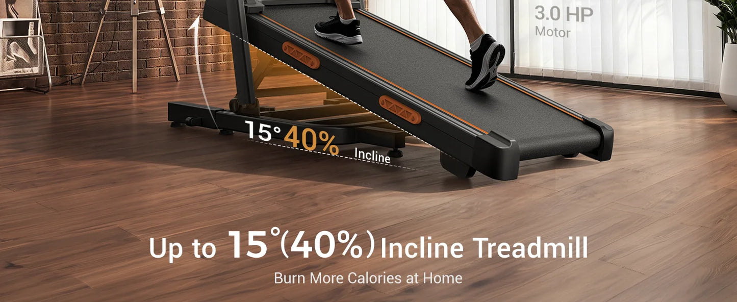 UMAY Folding Treadmill With 15 Percent Incline And 3.0HP Motor
