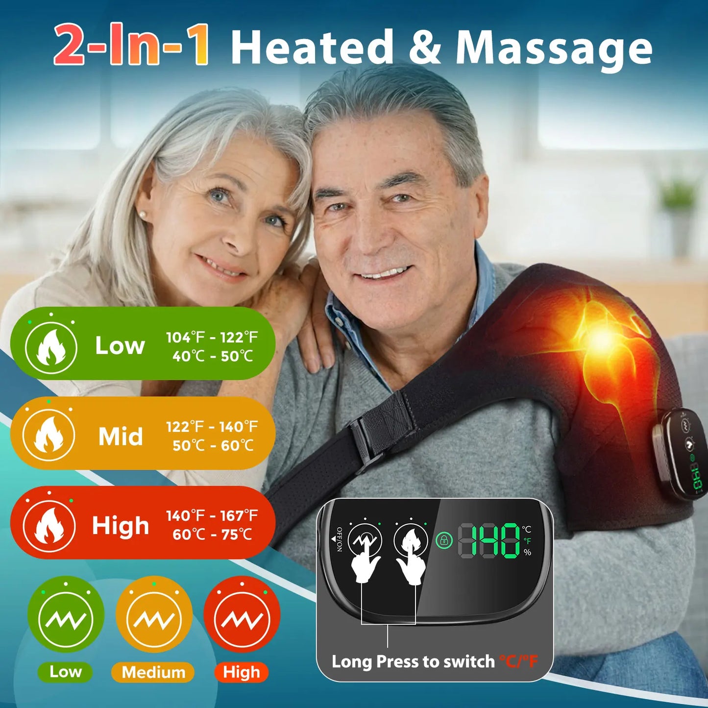 Hailicare Electric Heating Pad Shoulder Massager Vibration Therapy For Relief
