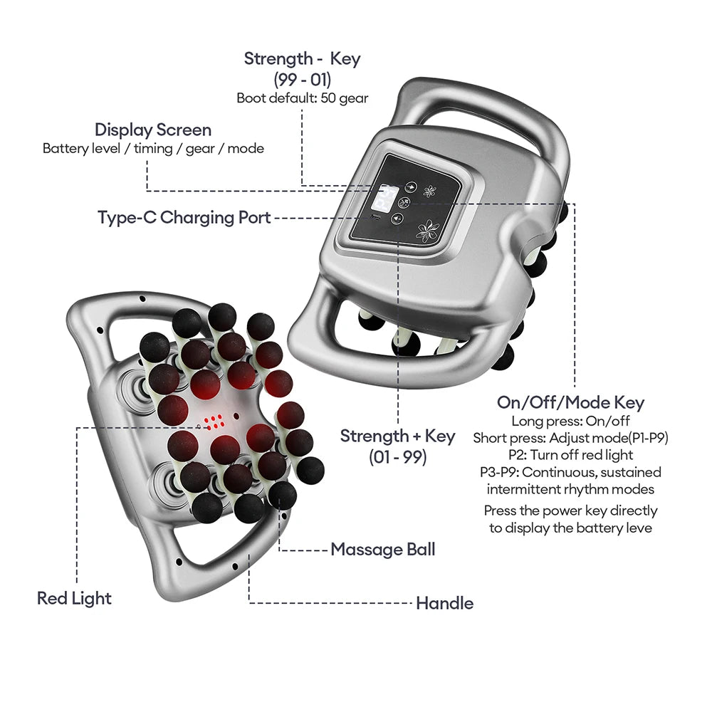 Foreverlily 24 Heads Massage Gun With 9 Modes Full Body