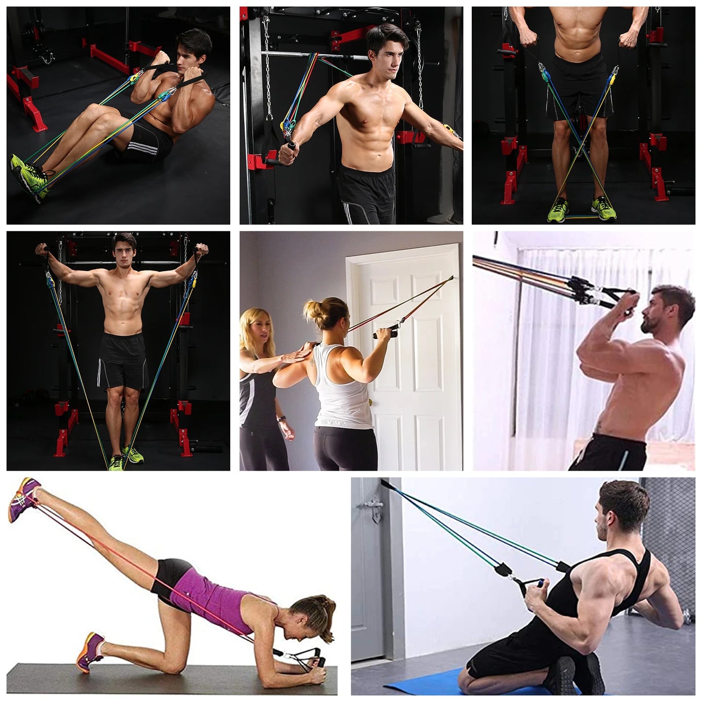 Bodybuilding Resistance Bands Set For HomeGym Training With Adjustable Tensioning