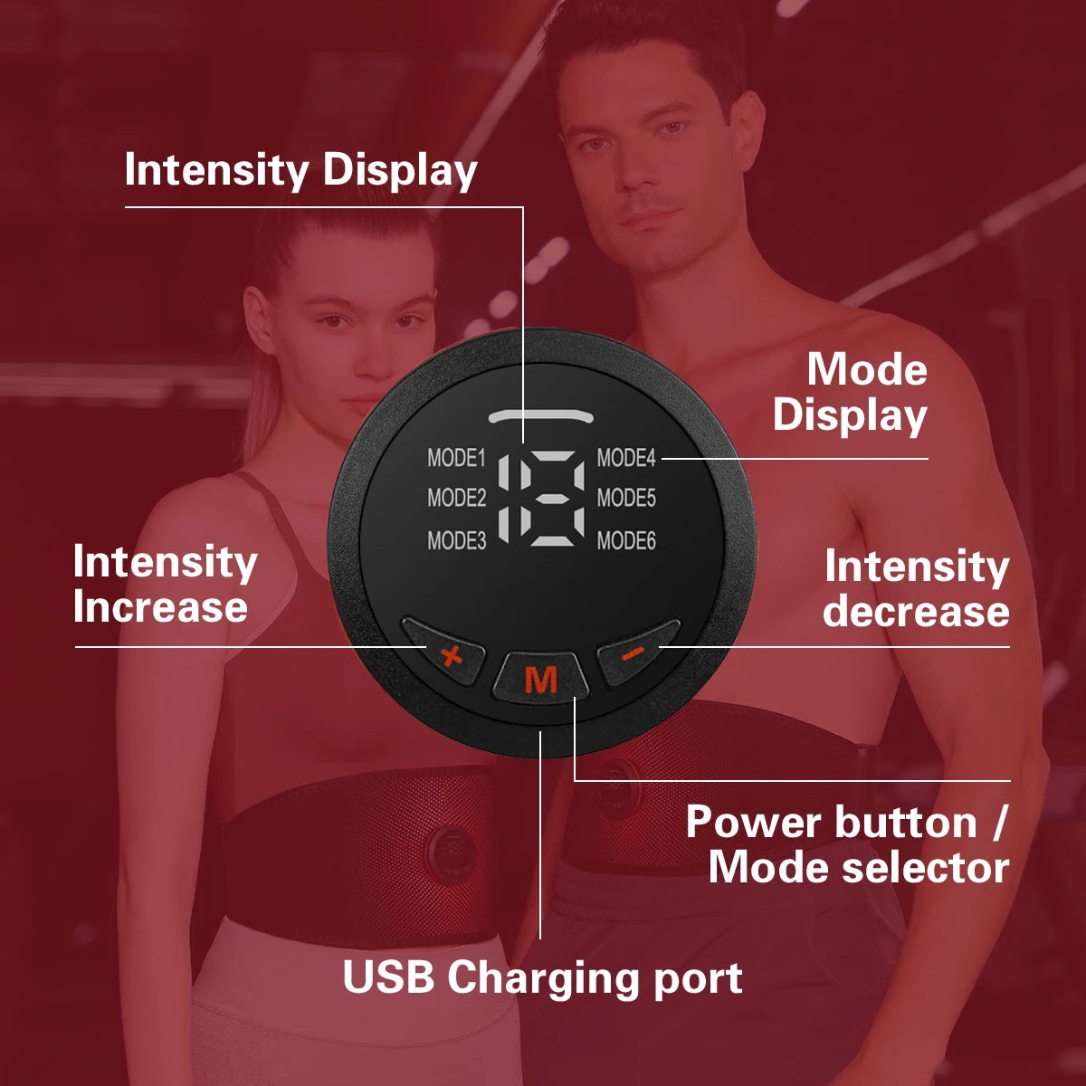 EMS Abdominal Muscle Stimulator Fitness Belt with 6 Modes And 18 Intensities USB Rechargeable EMS Muscle Massager Home Use Abdominal Trainer