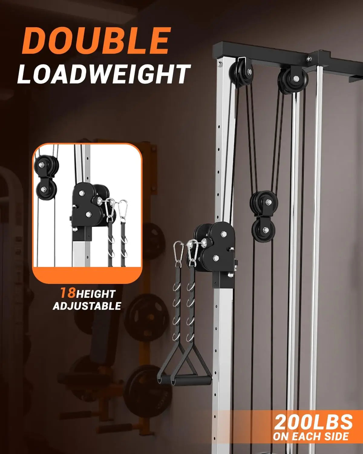 HiMISS Wall Mount Cable Station Dual Pulley Lat Pulldown