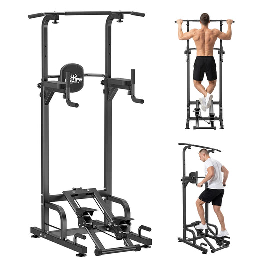 Power Tower Pull Up Dip Station Adjustable Height 450LBS