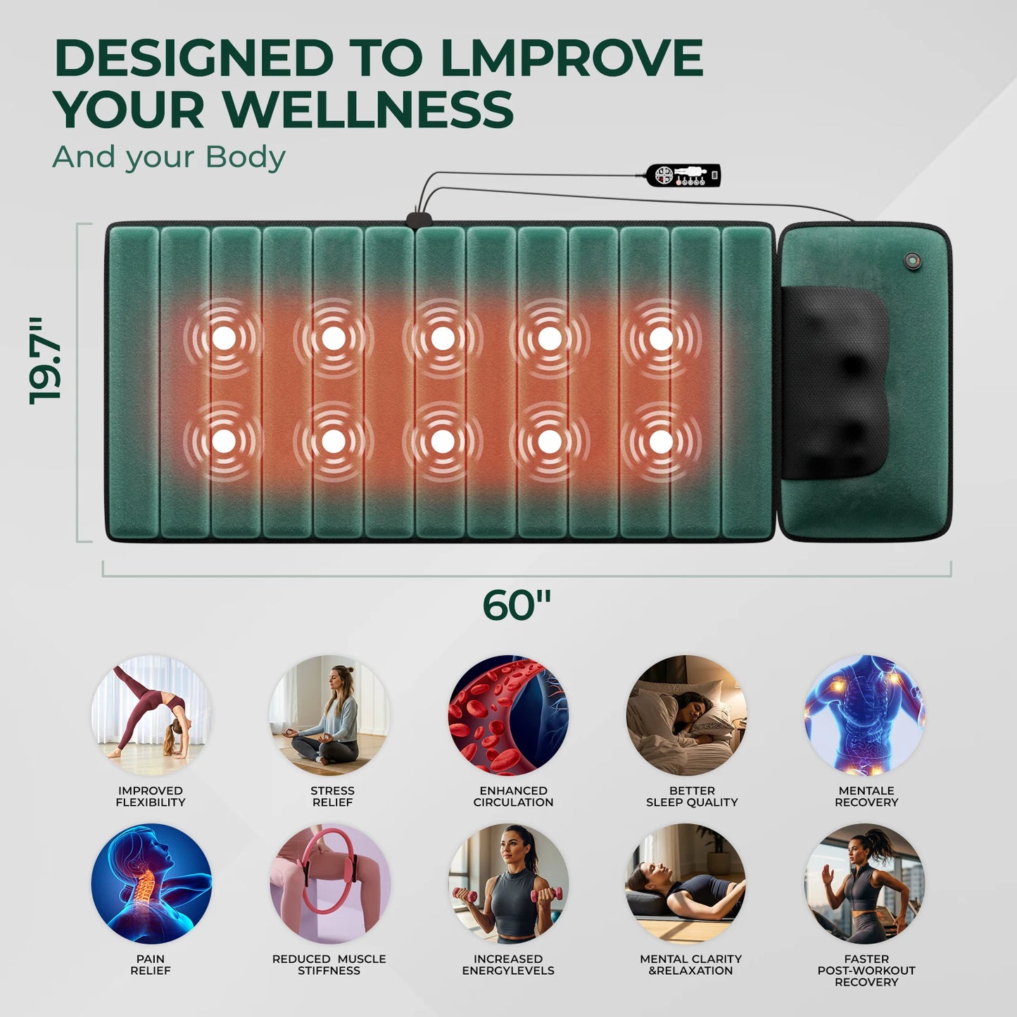 HIMOUTA Full Body Massage Mat With Heat And 10 Motors