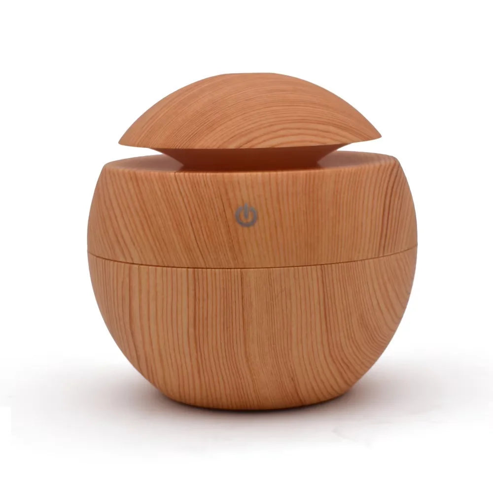 HOMEFISH Mini Wood Grain Spherical Desktop Humidifier Purifier Aromatherapy