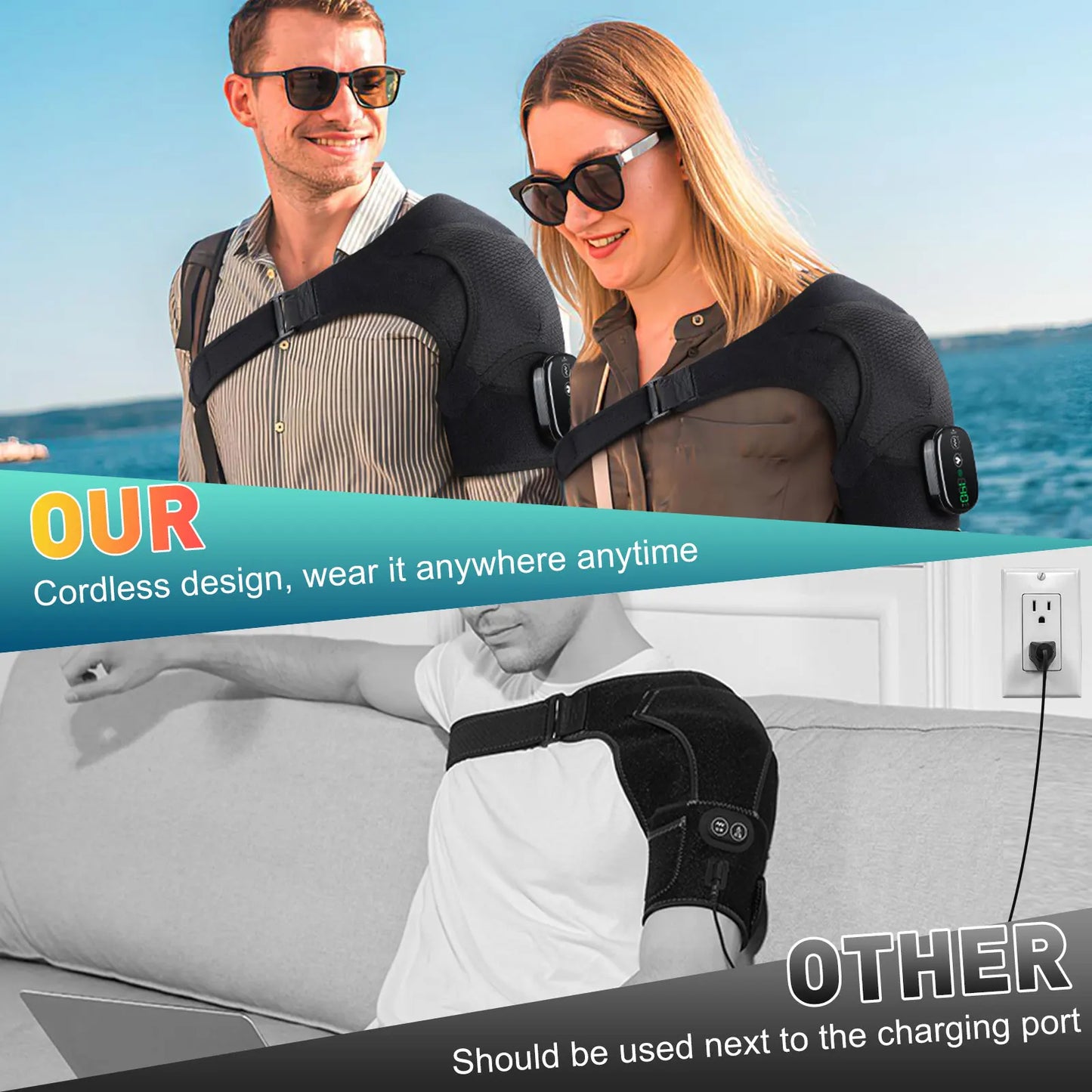 Hailicare Electric Heating Pad Shoulder Massager Vibration Therapy For Relief