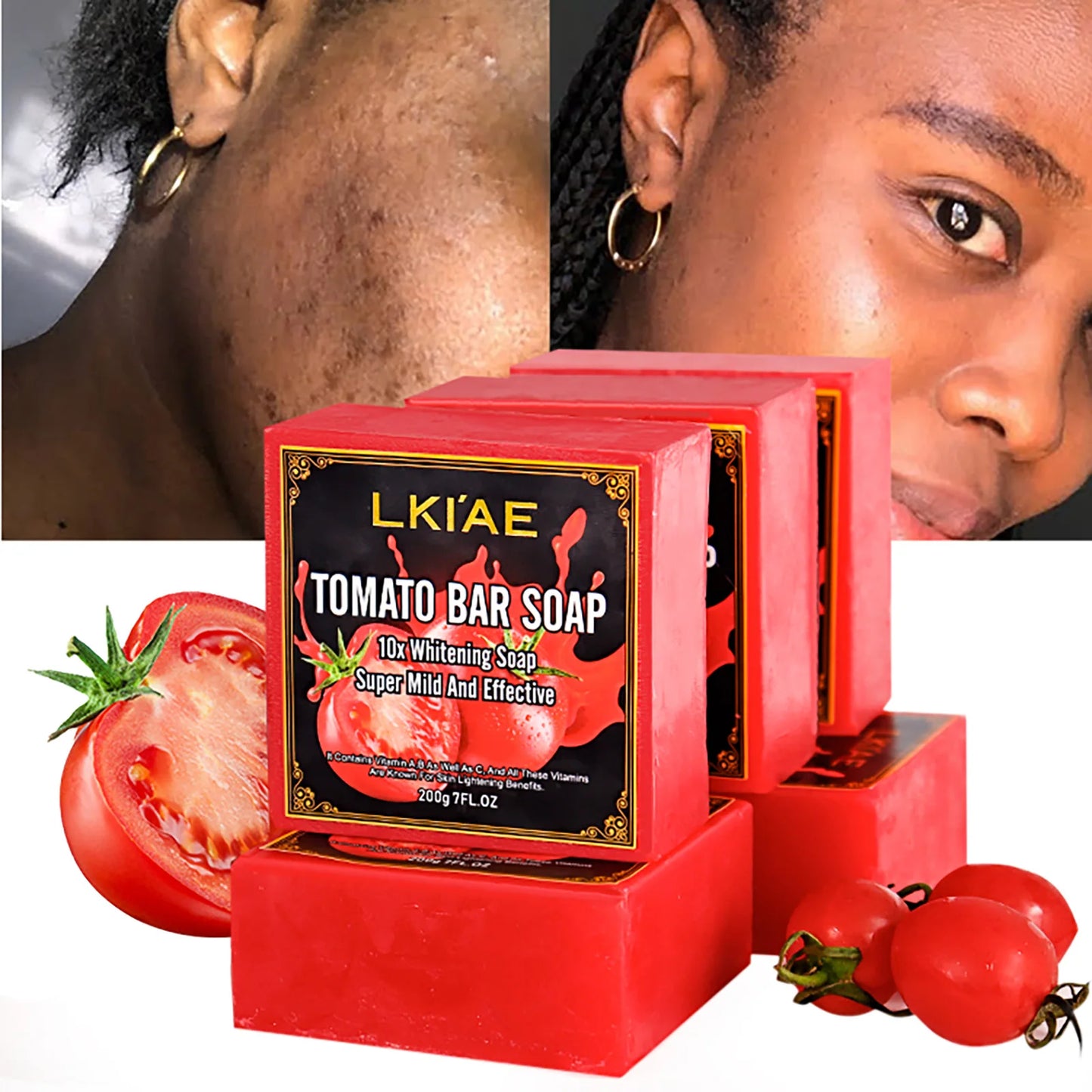 AILKE Organic Tomato Soap Bar For Face And Body WhiteningHydratingSkinBrighteningMoisturizing