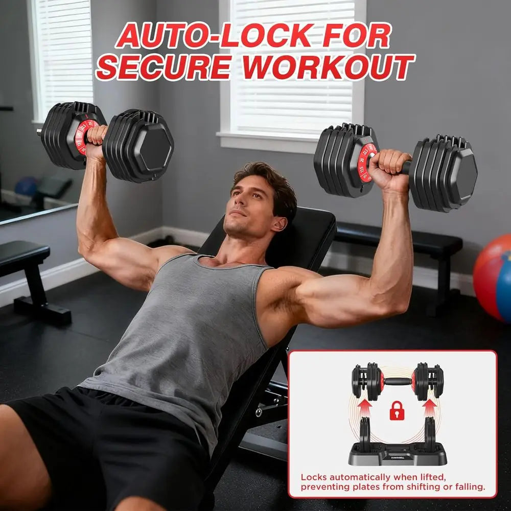 Adjustable Dumbbells Set with Non Slip Grip for Home Gym