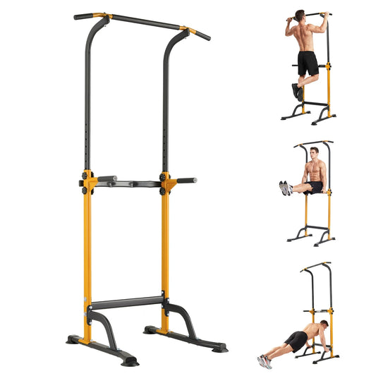 Power Tower Pull Up Dip Station – 10-Level Adjustable Height, 330LBS Capacity, Heavy Duty Steel Frame, Multi-Function Home Gym Strength Training Equipment for Full Body Workout