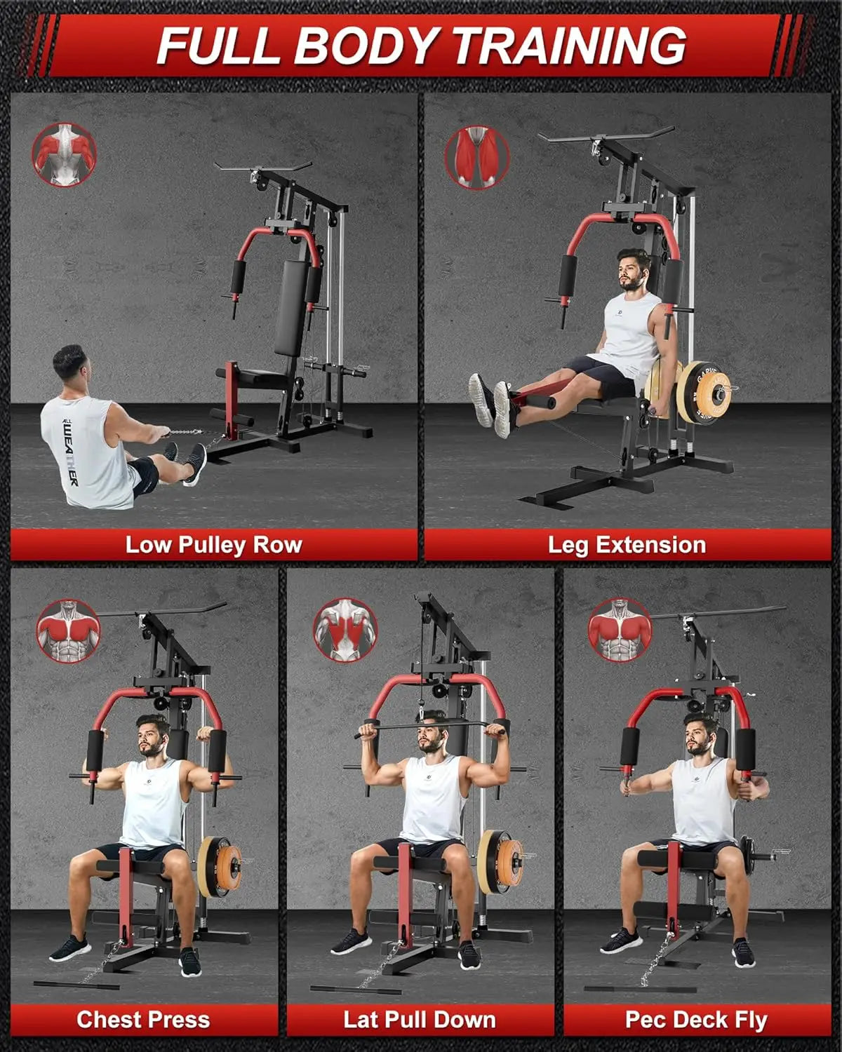 HiMISS All-In-One Home Gym Full Body Chest Press Lat Pulldown