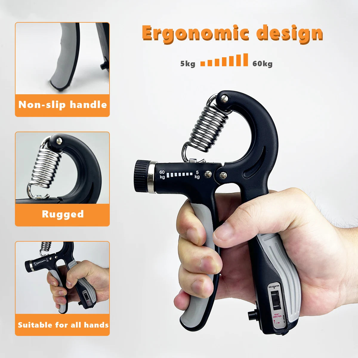 Grip Strength Trainer Adjustable Hand Grip Strengthener For Forearm Rehab