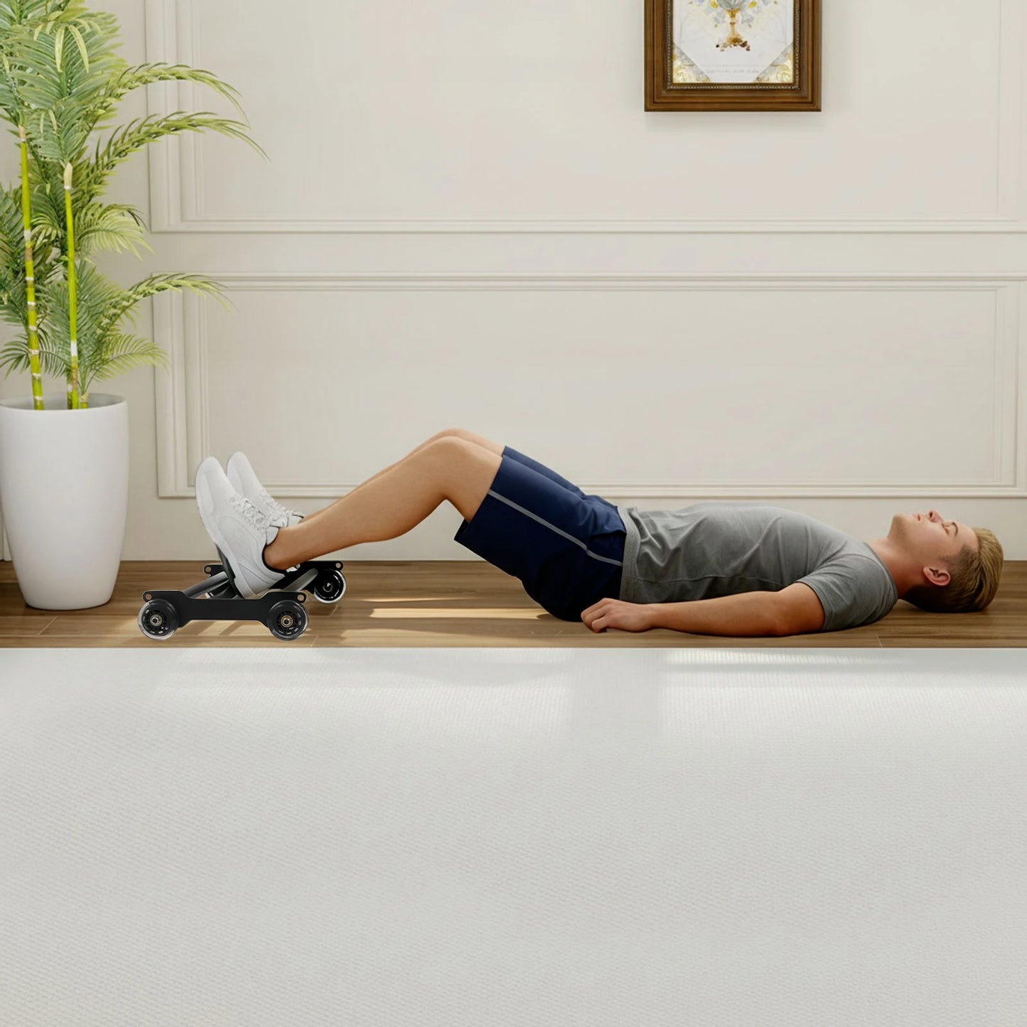 Steel Abdominal Trainer With Wheels For Home Gym Fitness Equipment