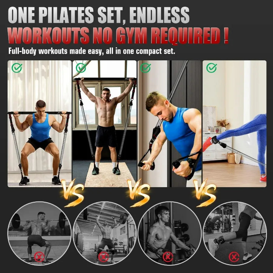 Pilates Bar Kit With Resistance Bands For Full Body Strength