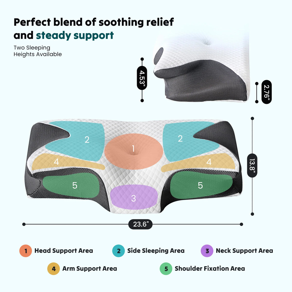 JHK Ergonomic Memory Foam Cervical Neck Pillow with Cooling Case