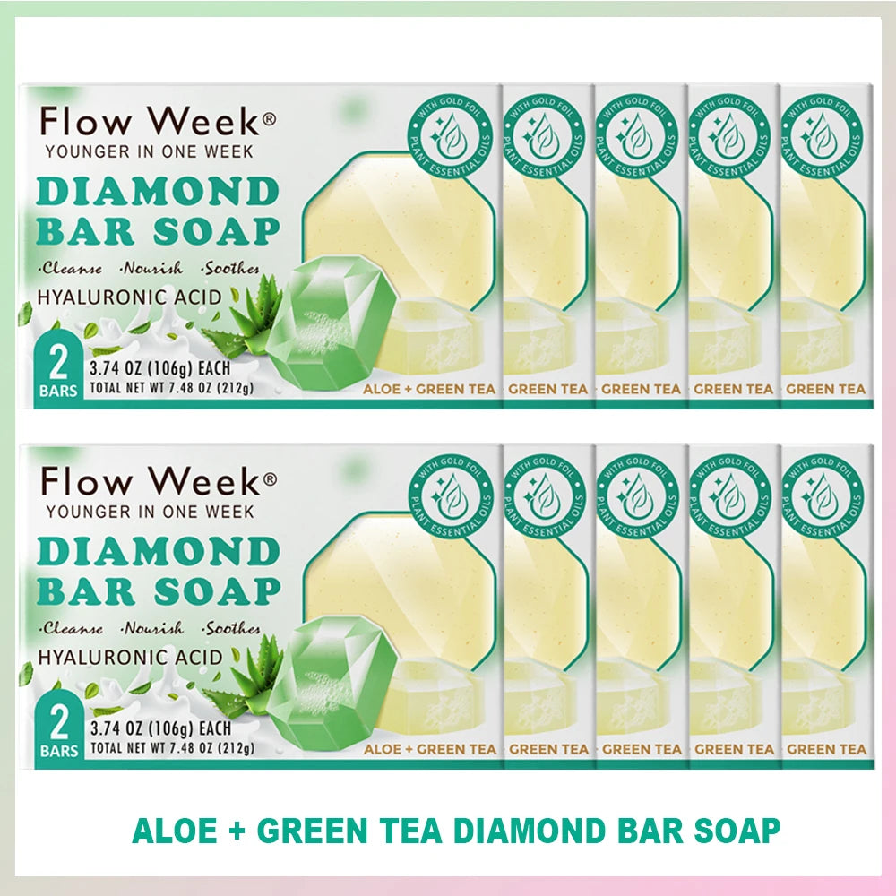 FlowWeek Hyaluronic Acid Diamond Soap Antimicrobial Moisturizing Cleansing For Face