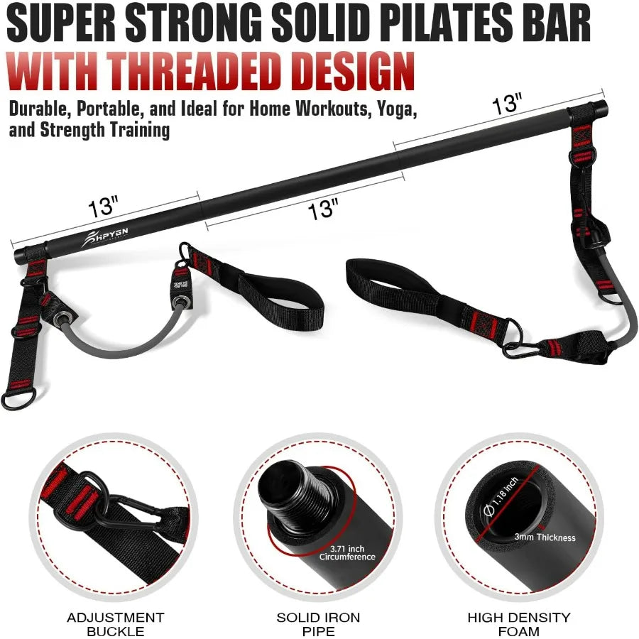 Pilates Bar Kit With Resistance Bands For Full Body Strength