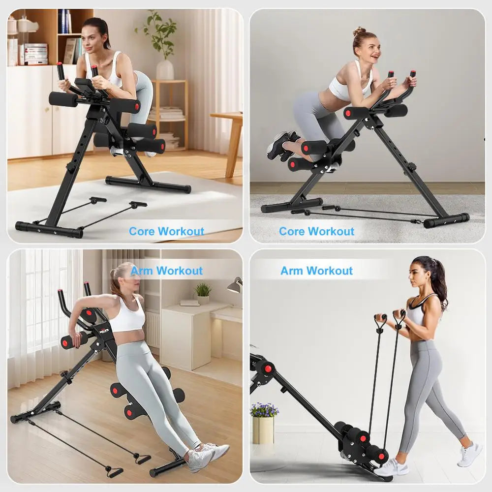Ab Machine Foldable Core Trainer With LCD Monitor And Bands
