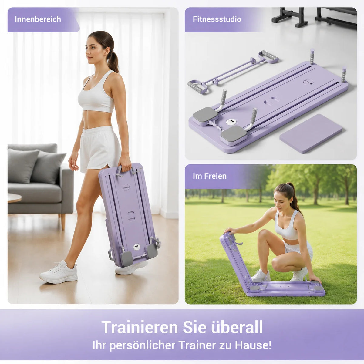 UMAY Multifunctional Pilates Board With Resistance Tubes For Core Workouts