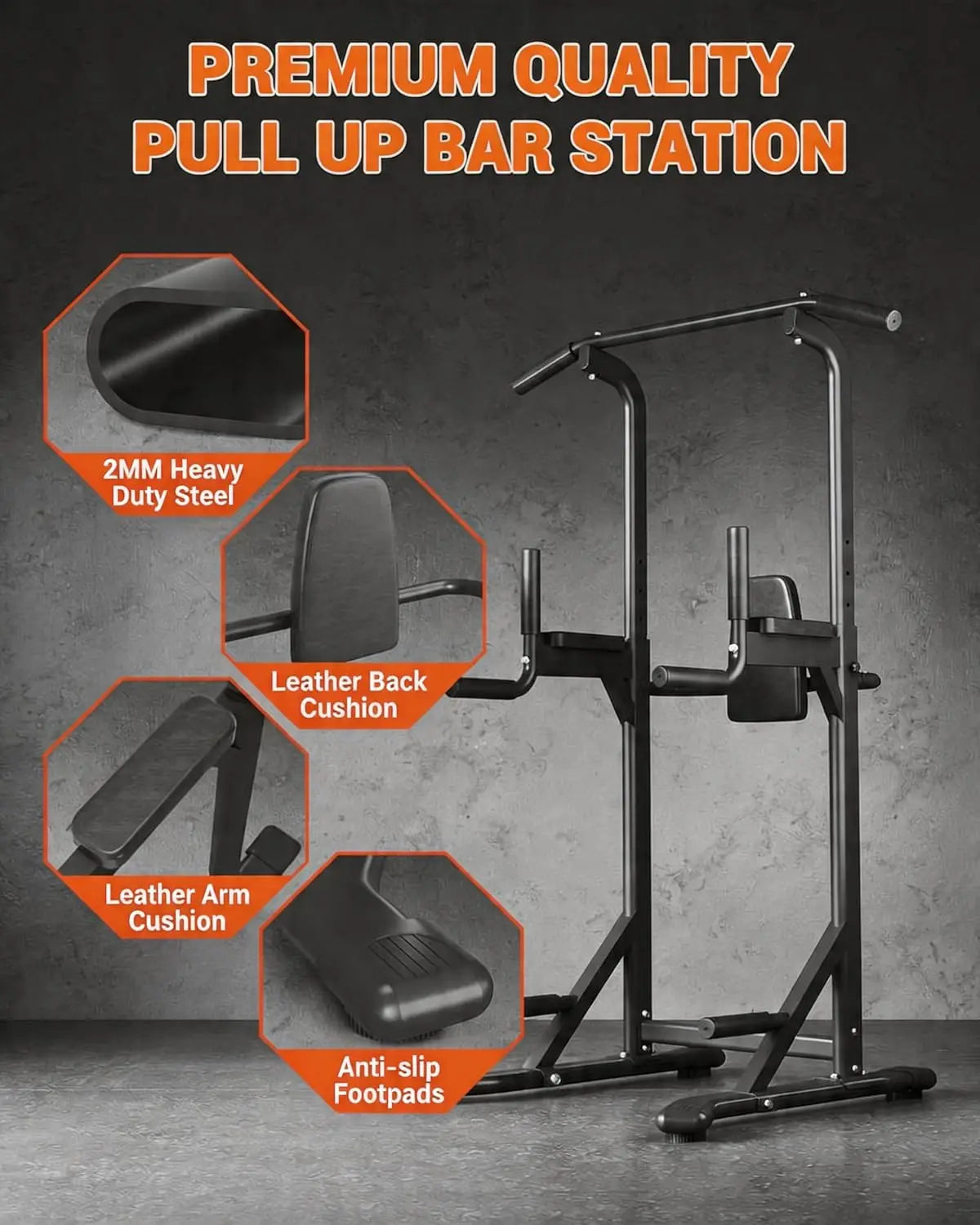 HiMISS Power Tower Pull Up Bar Dip Station Strength Trainer