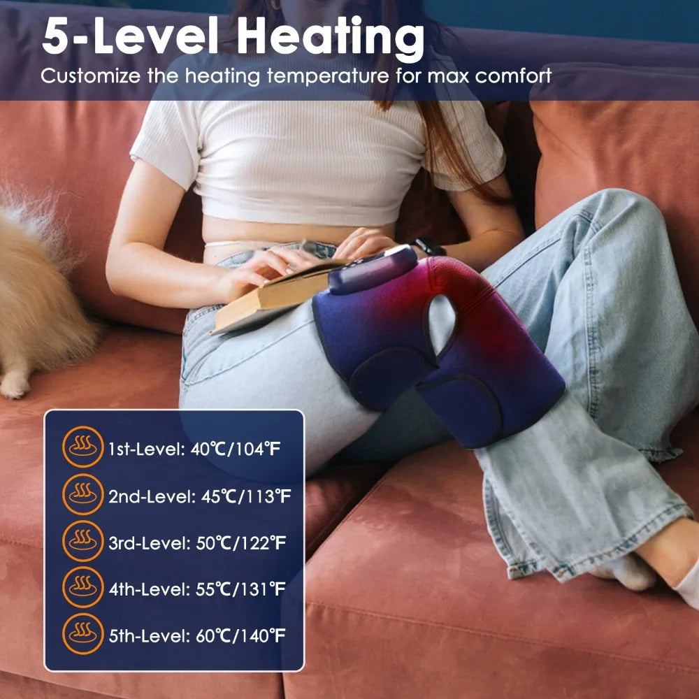 Cordless Heated Knee Massager With Five-Level Heating Three-Level VibrationTherapy
