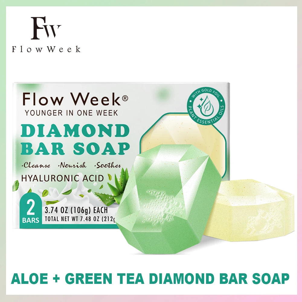FlowWeek Hyaluronic Acid Diamond Infused Antimicrobial Hydrating Essential Oil Soap