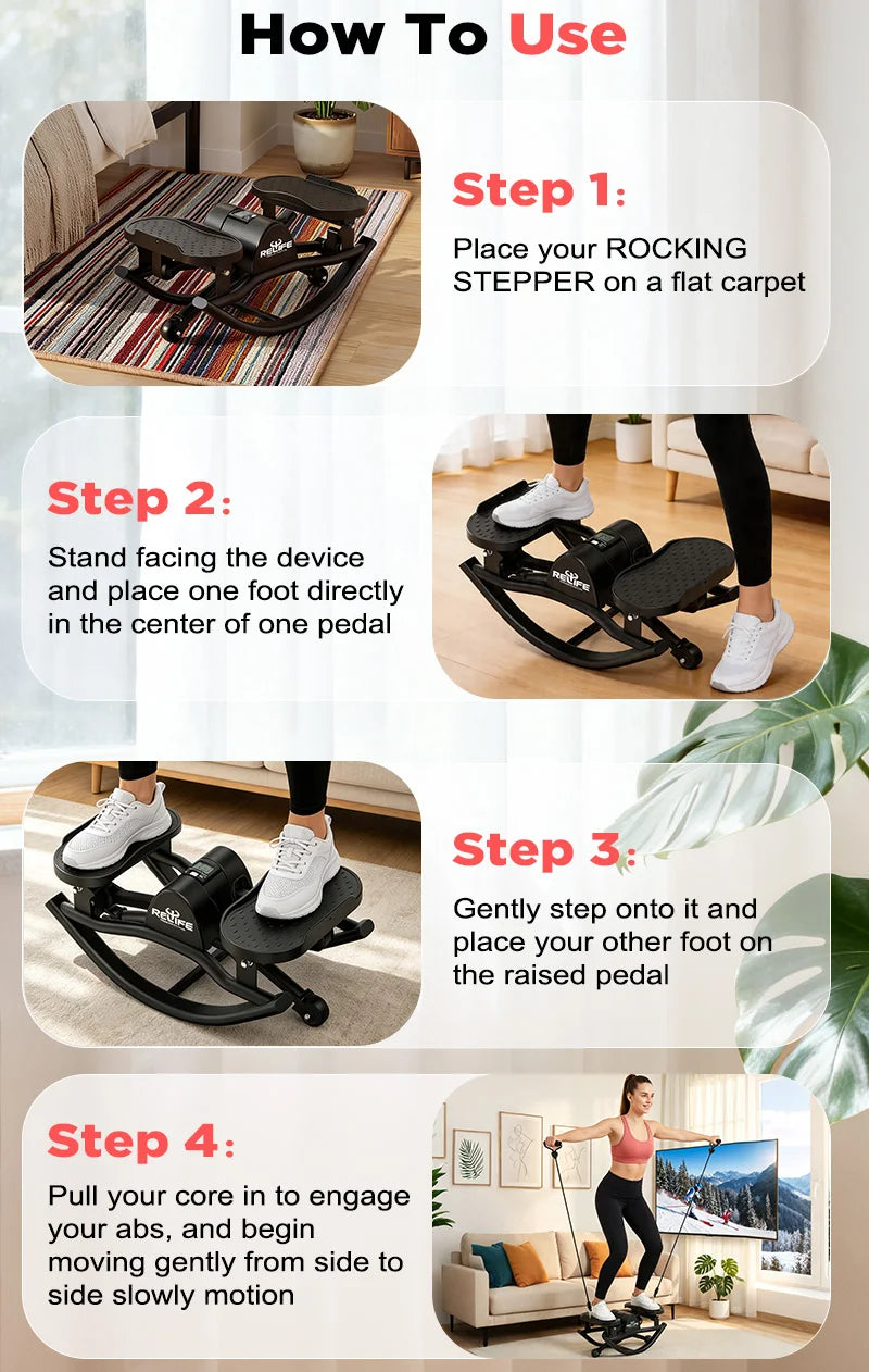 Relife 3D Lateral Rocking Stepper With Resistance Bands