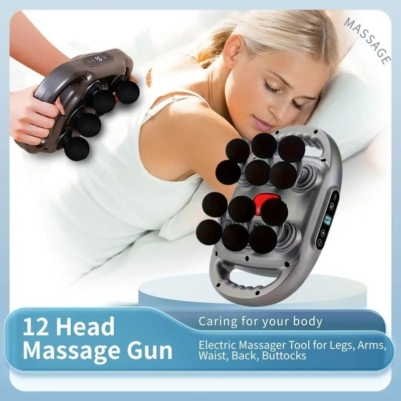 12-Head Deep Tissue Massage Gun For Back And Shoulders