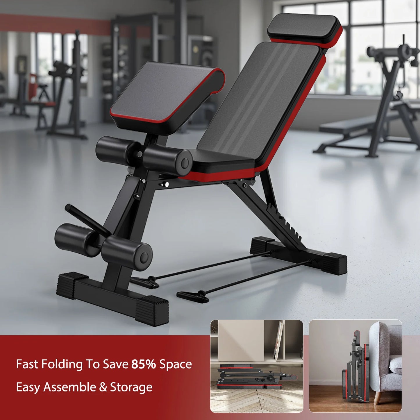 7 Level Foldable Weight Bench With Leg Extension Incline