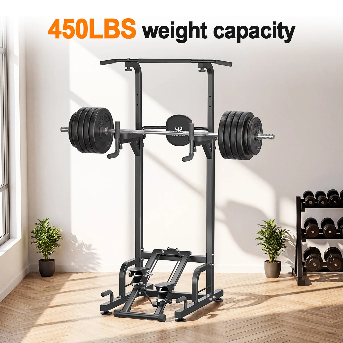 Power Tower Pull Up Dip Station Adjustable Height 450LBS