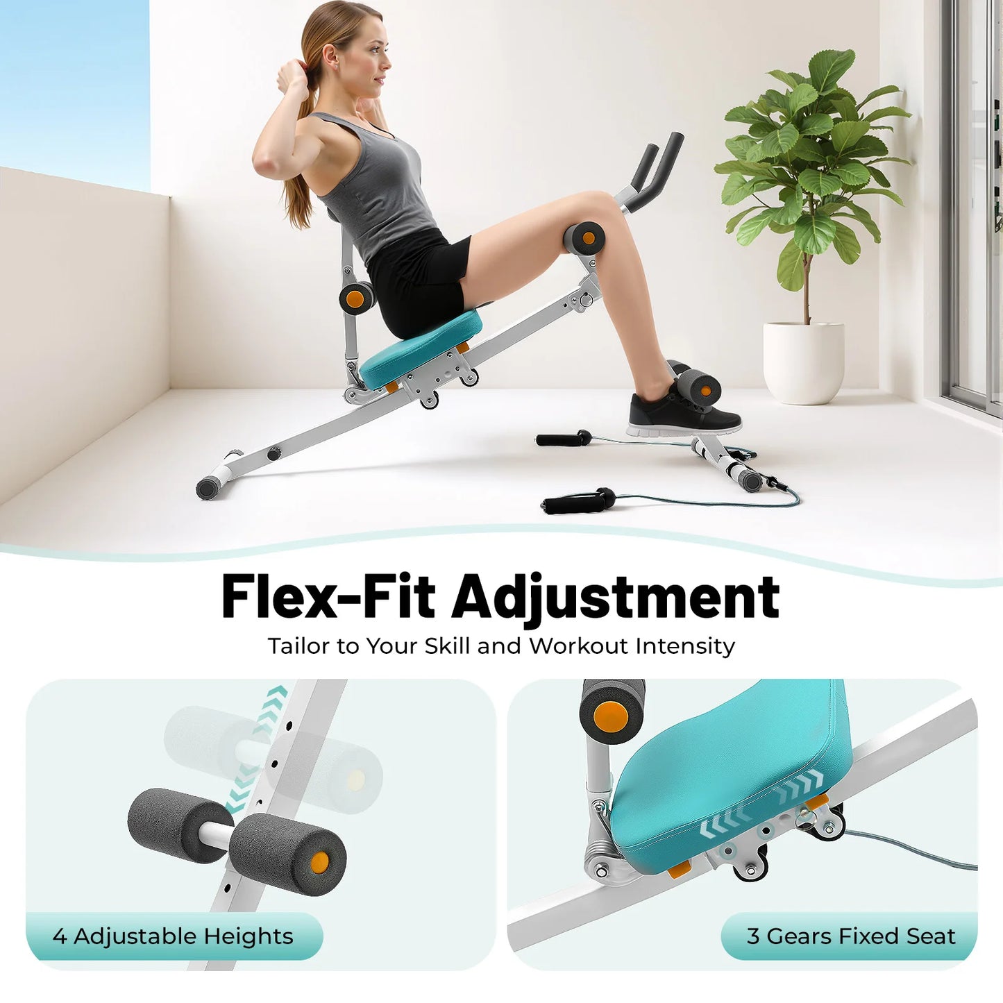 Adjustable Abs Exercise Machine 264lbs Capacity LCD Display With Bands