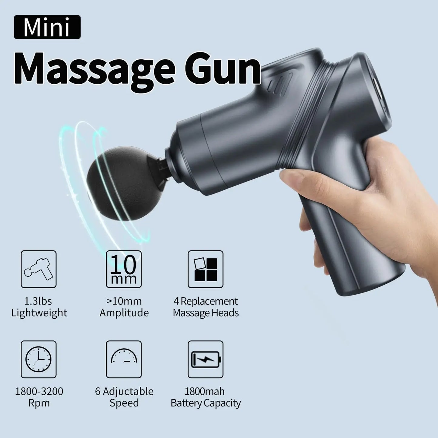 LEERCON Mini Massage Gun With 4 Interchangeable Heads