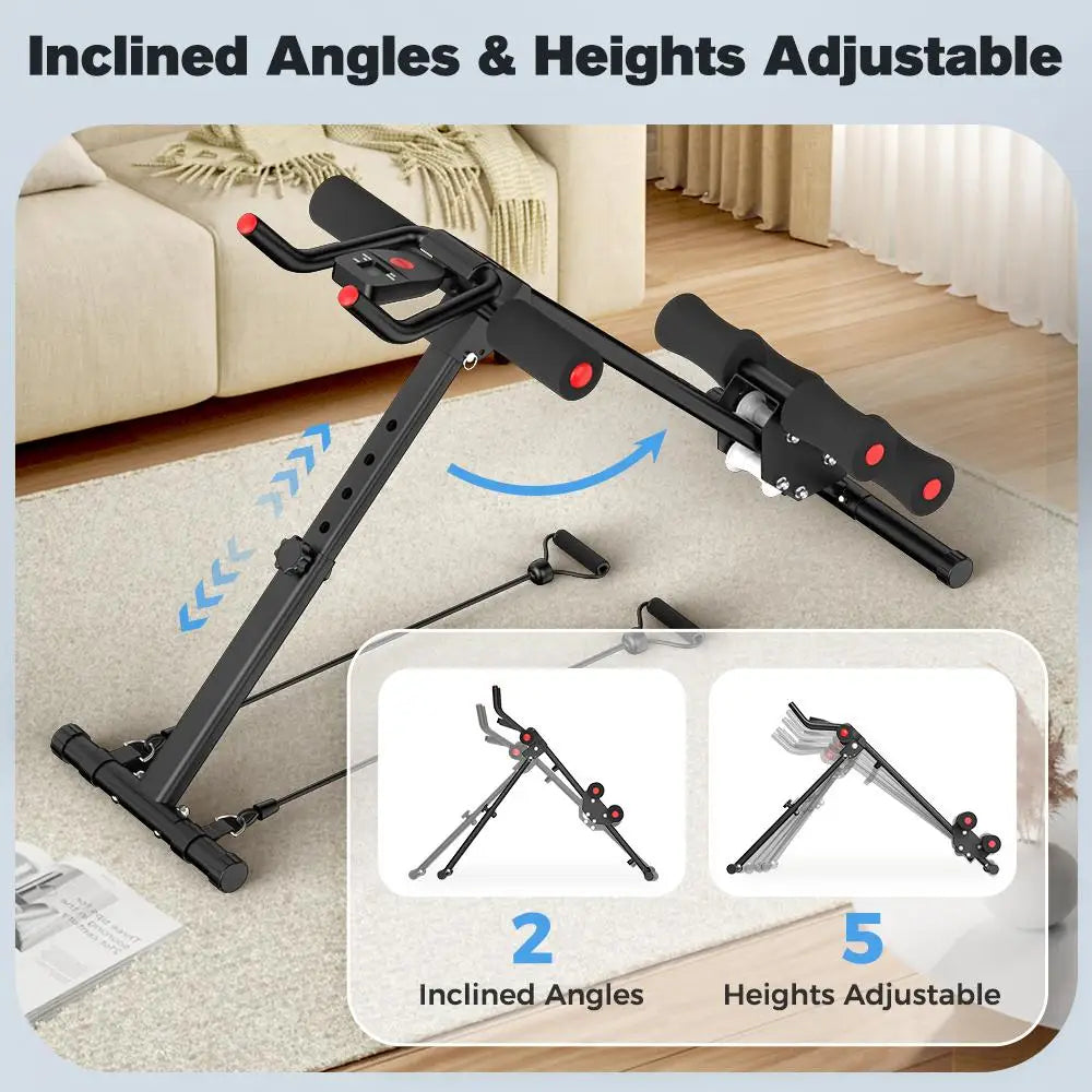 Ab Machine Foldable Core Trainer With LCD Monitor And Bands
