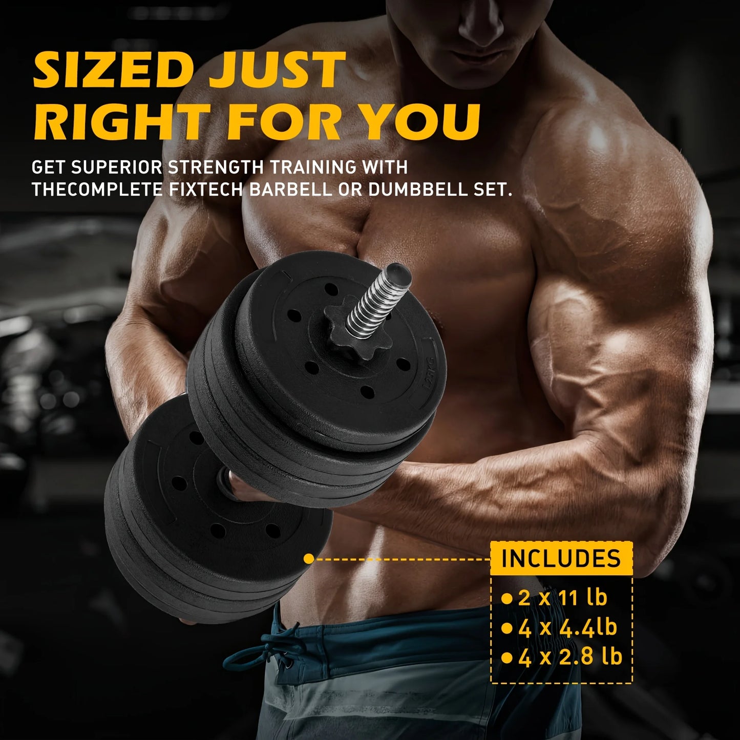 FITVIDS 2In1 Barbell Set With Curl Bar And Weights