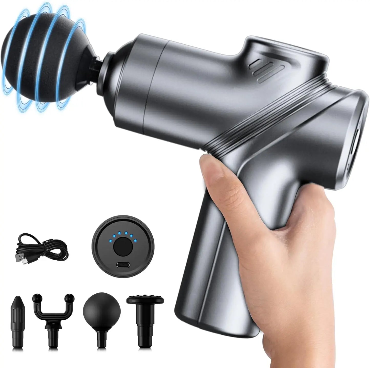 LEERCON Mini Massage Gun Deep Tissue Massager With 4 Heads