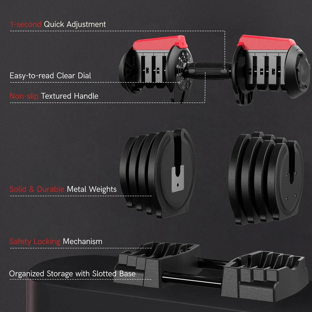 KERDOM Adjustable Dumbbell Set Barbell Kettlebell Push Up Stand