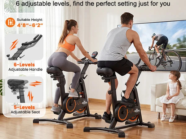 RELIFE Stationary Exercise Bike Silent Belt Drive Indoor Cycling Bike Adjustable Resistance Home Cardio Fitness Bike with LCD Monitor Tablet Holder