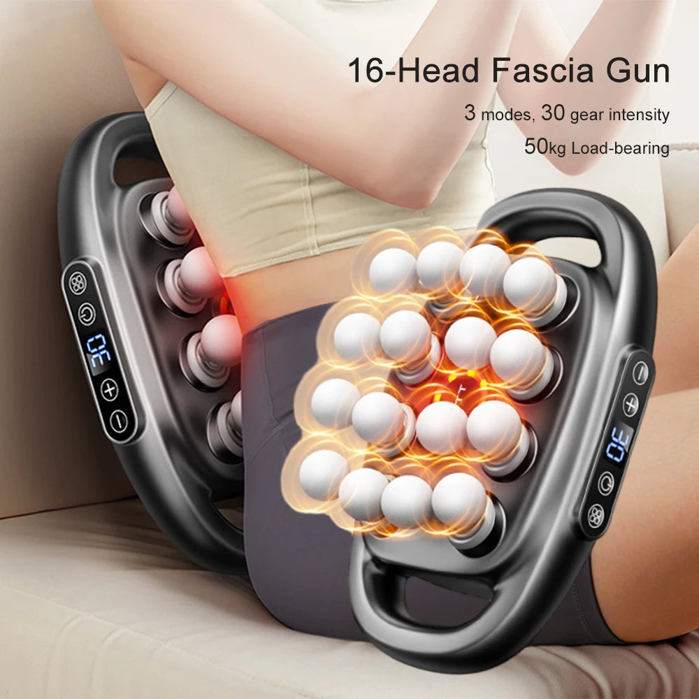 Foreverlily 16 Head Fascia Gun High Frequency Vibration Massage Gun
