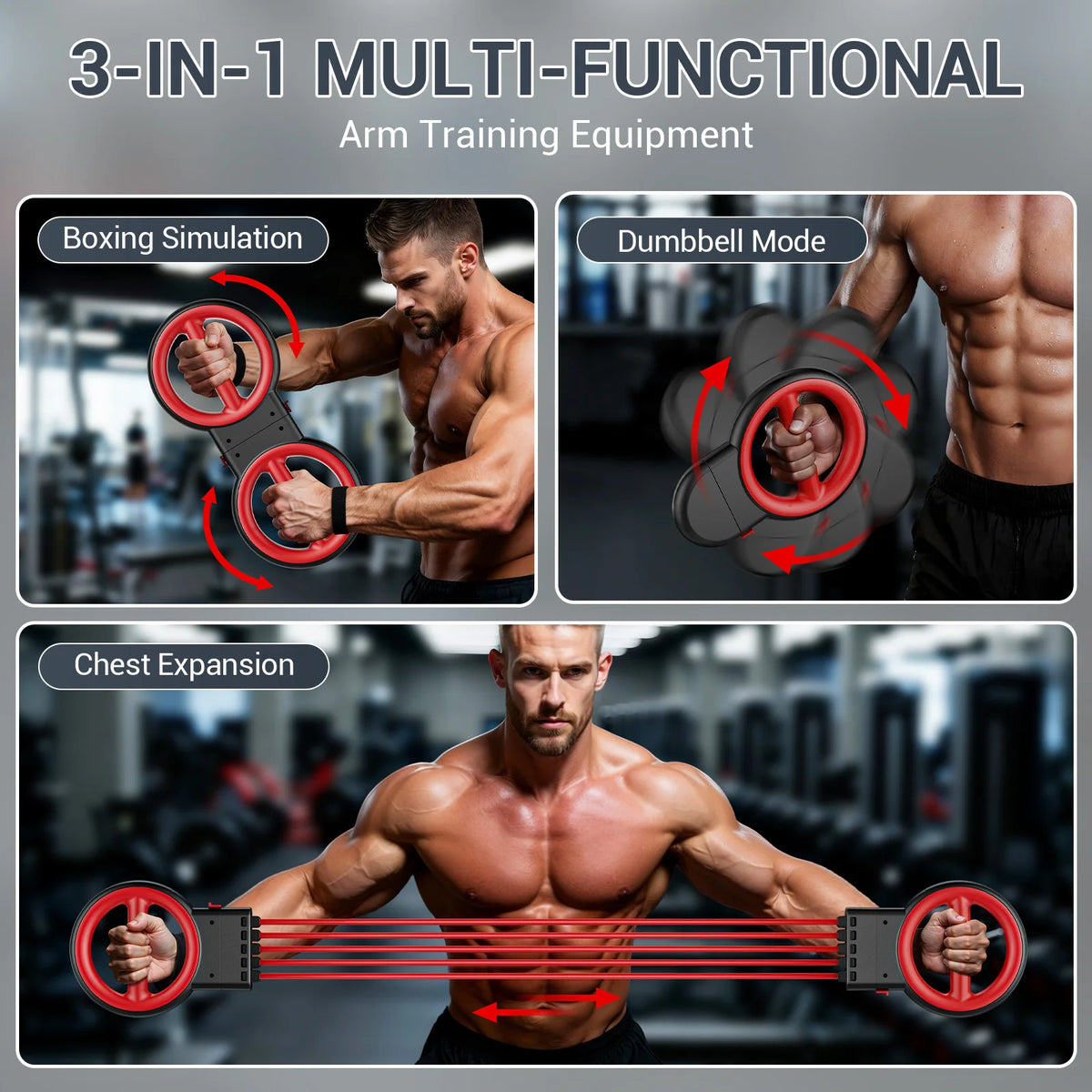 3 In 1 Upper Body Strength Trainer With Forearm Rotator