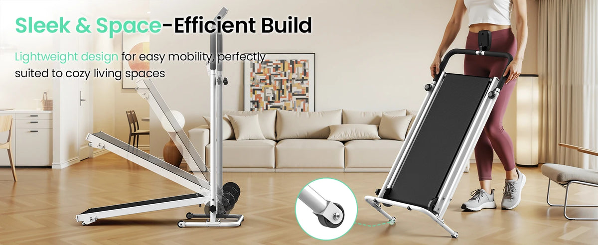 AKLUER Manual Treadmill With Dual Flywheel And LCD Monitor