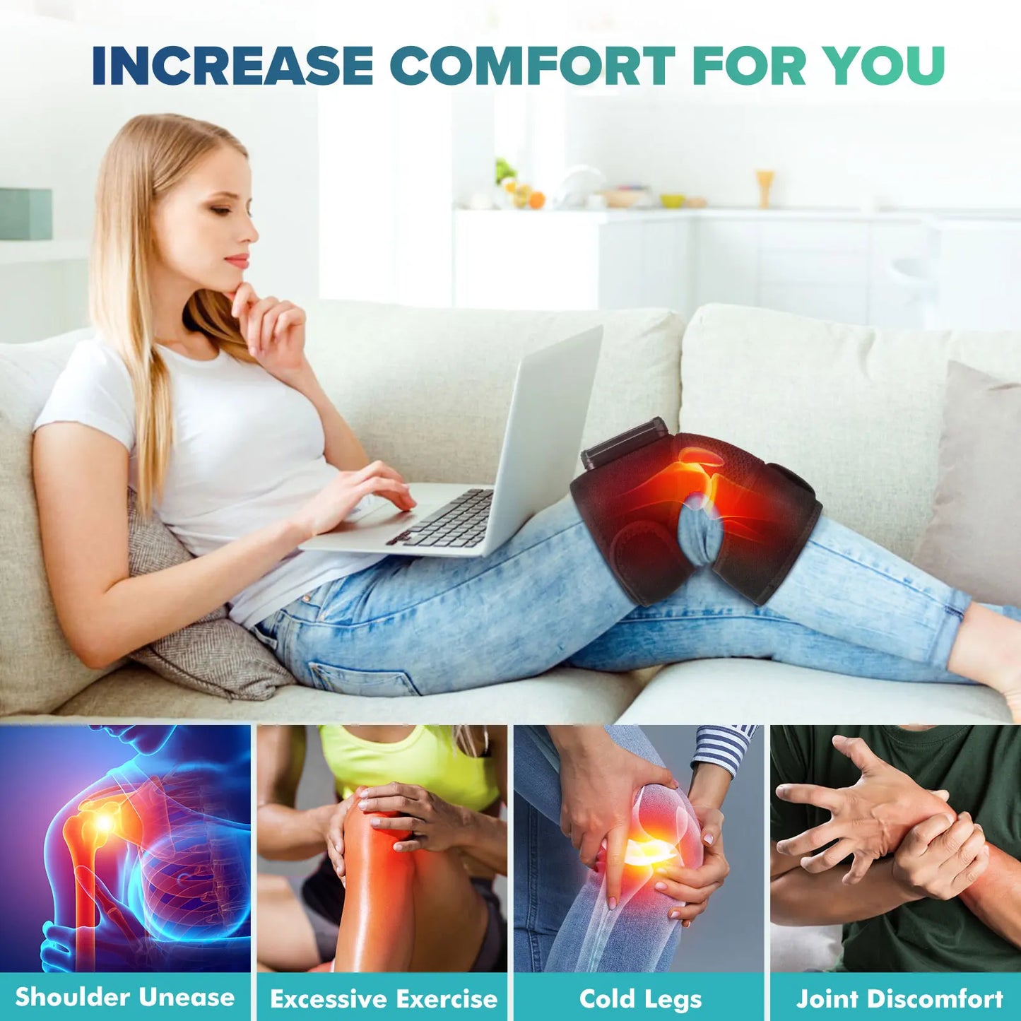 Hailicare Knee Heating Massager for Joint Therapy and Relief