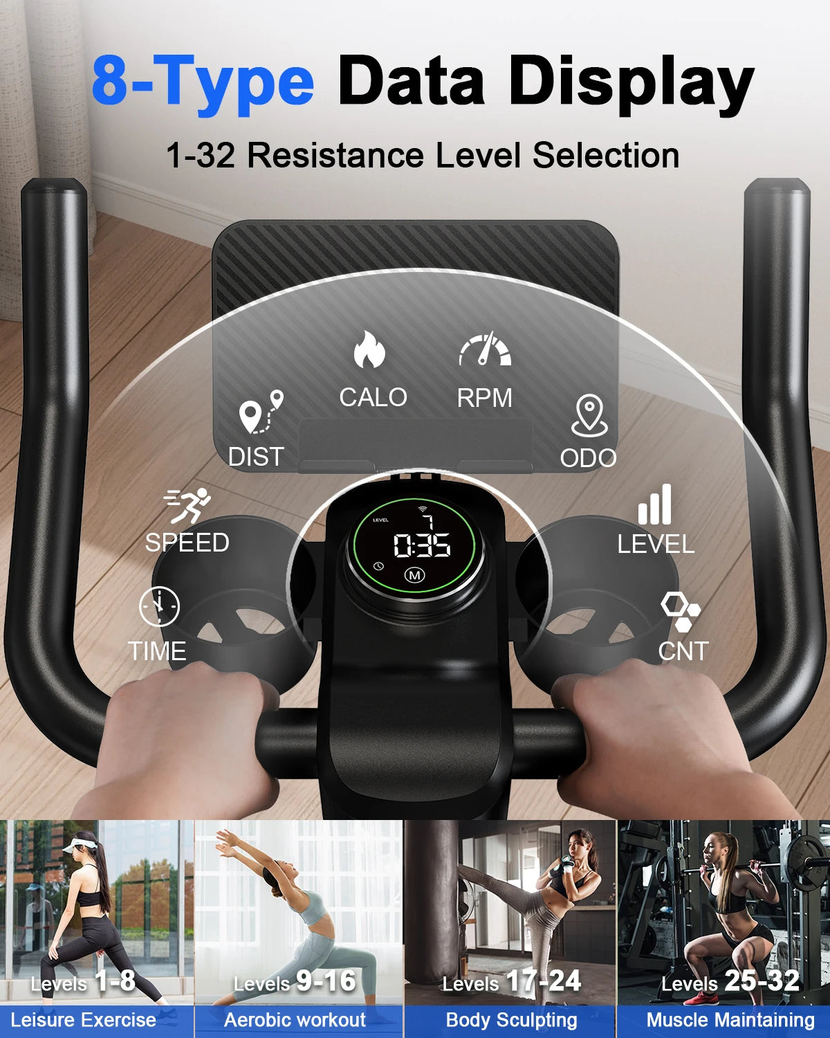Superun 32-Level Magnetic Resistance Exercise Bike for Home Use