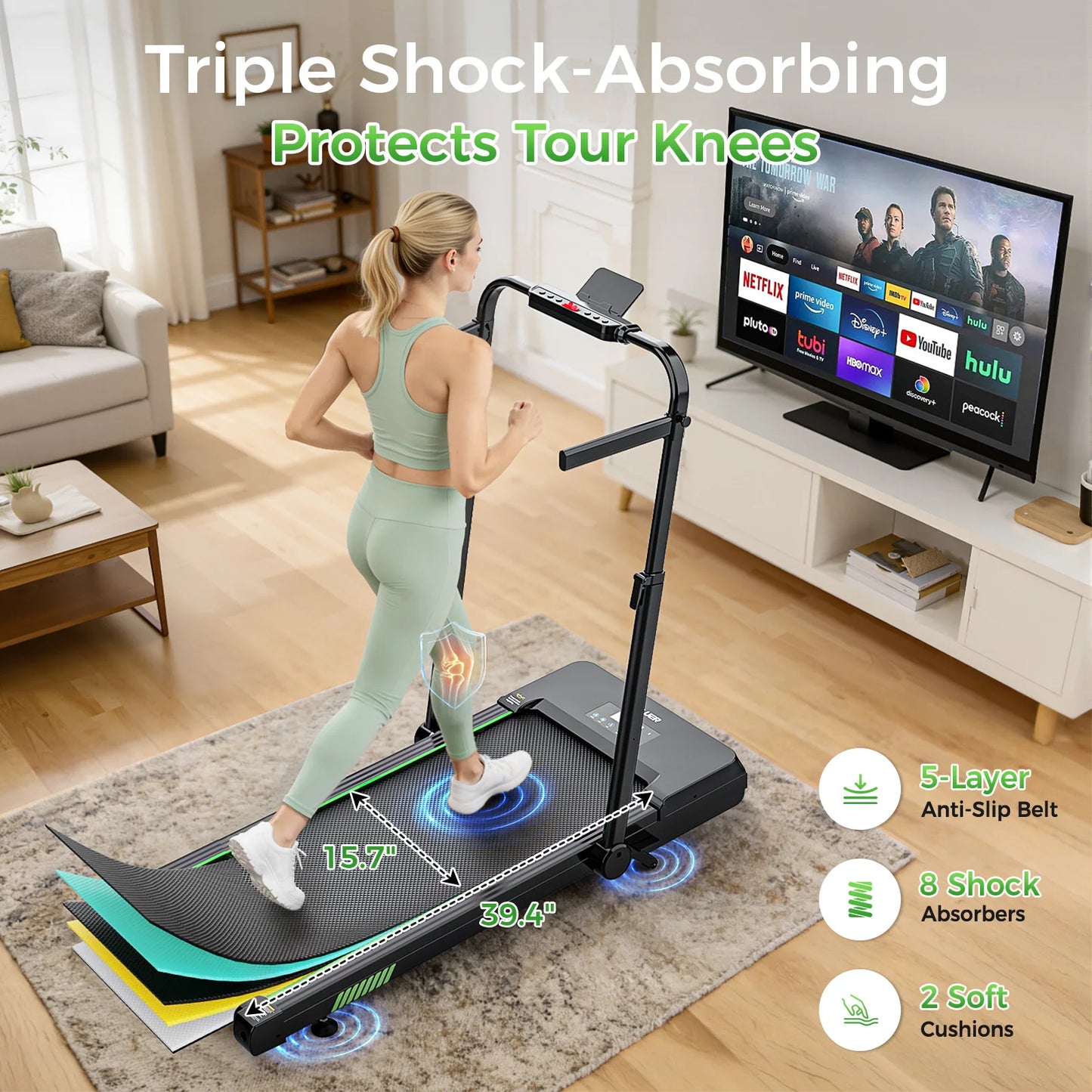 AKLUER Under Desk Walking Pad 12 Percent Auto Incline Treadmill Bluetooth App