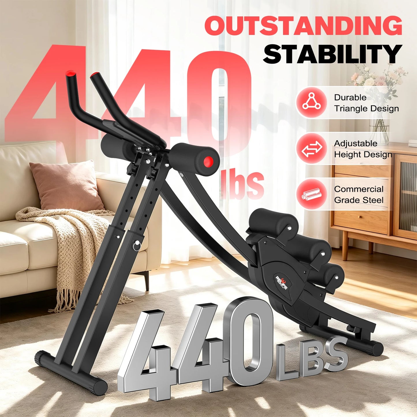 Dual Track Ab Machine Core Trainer With Adjustable Resistance LCD
