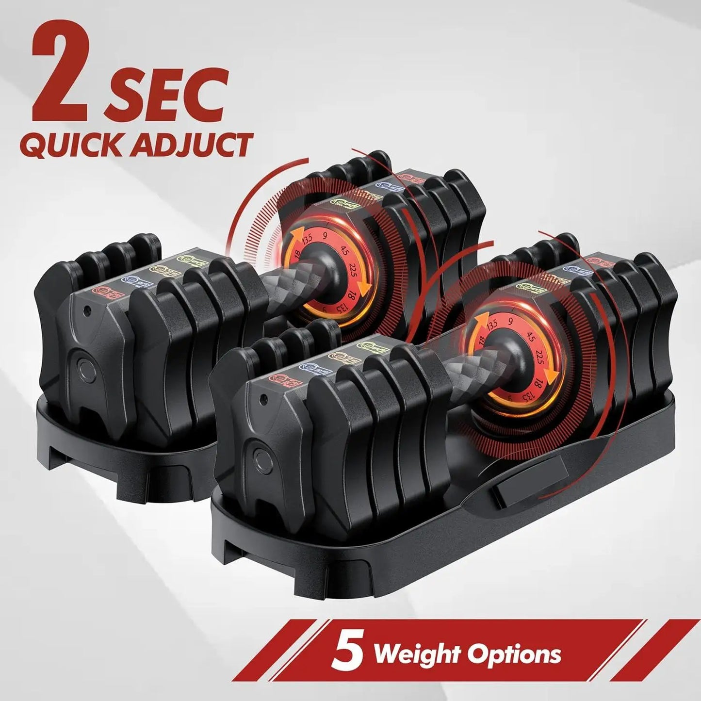 Five-In-One Adjustable Dumbbell Set Compact Home Gym