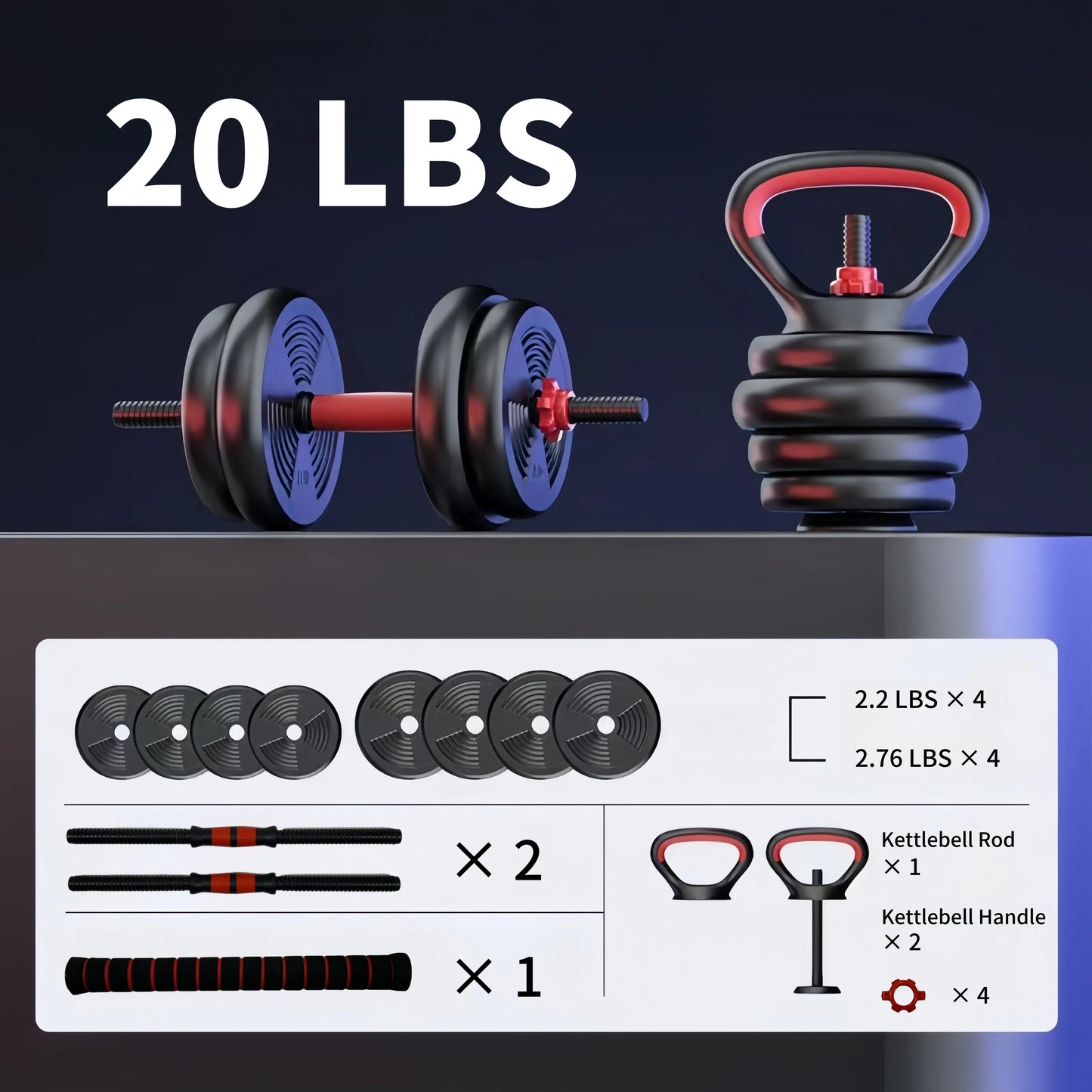 FITVIDS 5 In 1 Adjustable Dumbbells For Home Gym Training
