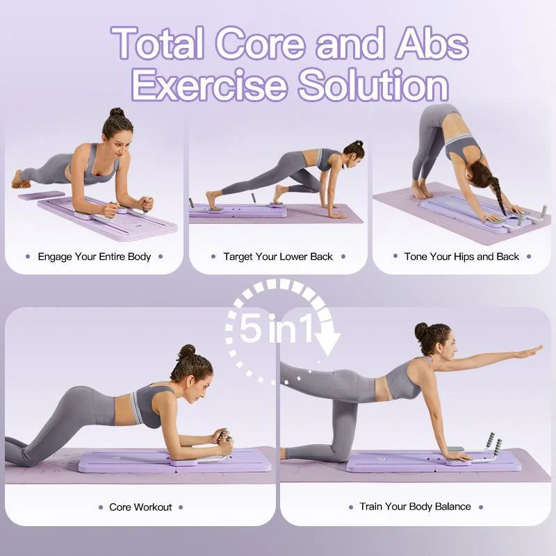 UMAY Multifunctional Pilates Board With Resistance Tubes For Core Workouts