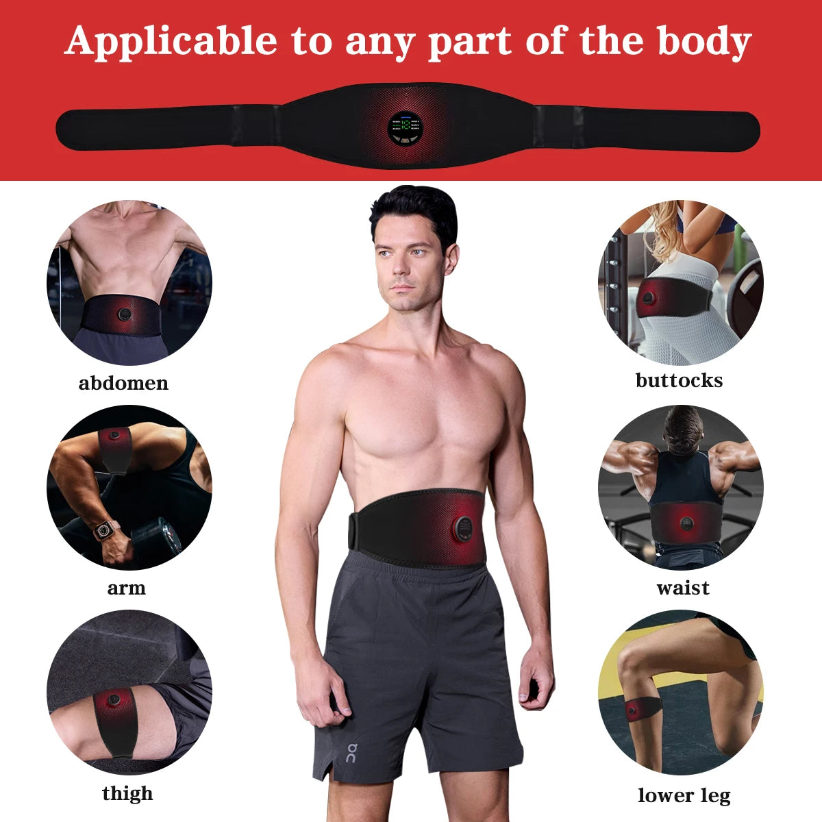 EMS Abdominal Muscle Stimulator Fitness Belt with 6 Modes And 18 Intensities USB Rechargeable EMS Muscle Massager Home Use Abdominal Trainer