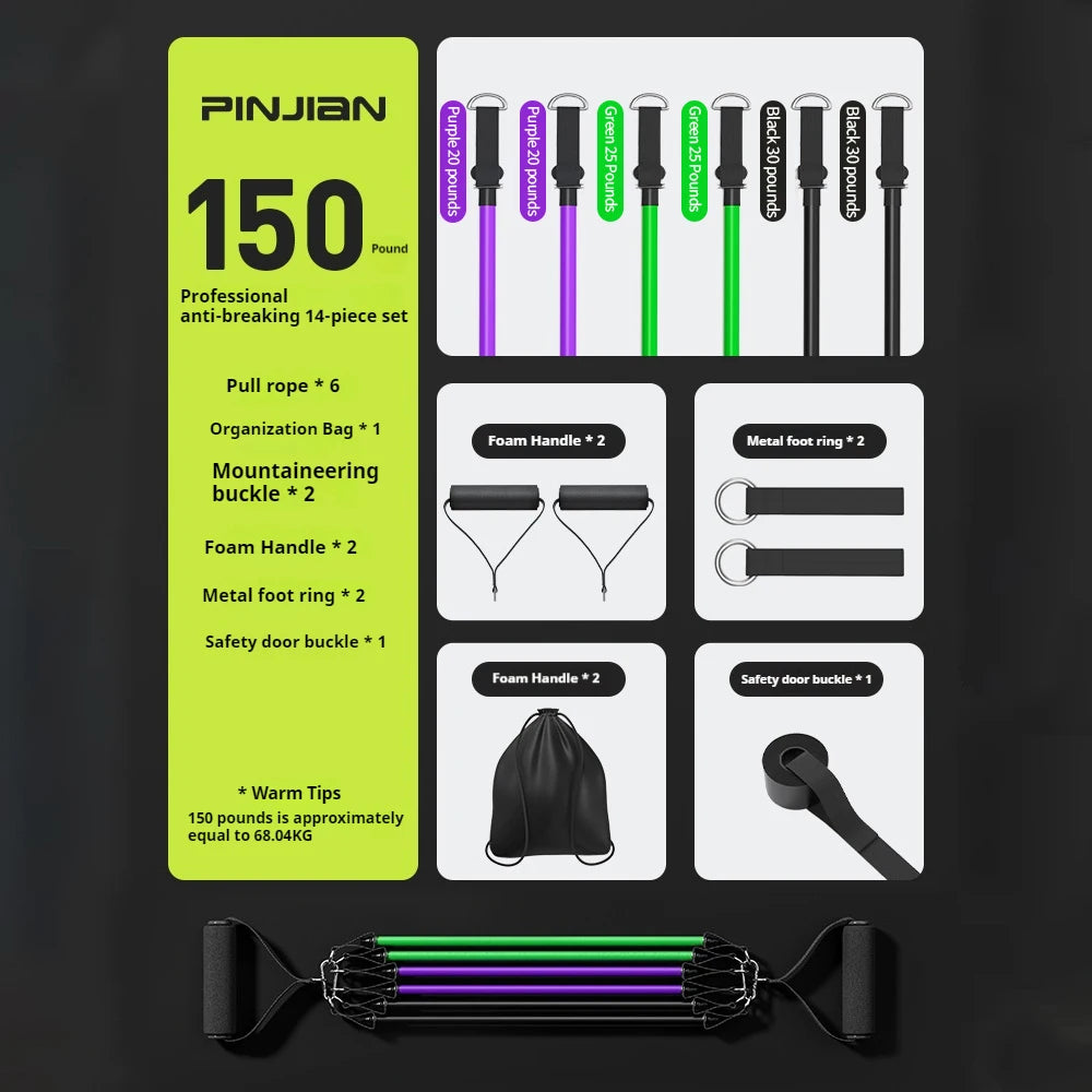 Bodybuilding Resistance Bands Set For HomeGym Training With Adjustable Tensioning