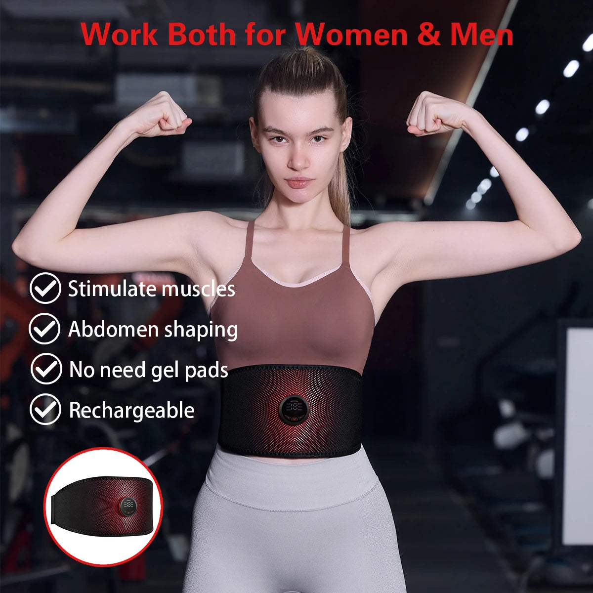 EMS Abdominal Muscle Stimulator Fitness Belt with 6 Modes And 18 Intensities USB Rechargeable EMS Muscle Massager Home Use Abdominal Trainer